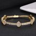 Hip Hop Spring Buckle Zircon Tennis Chain Four-Leaf Clover Men's Bracelet Jewelry High-End Accessories_ipsvogv.com