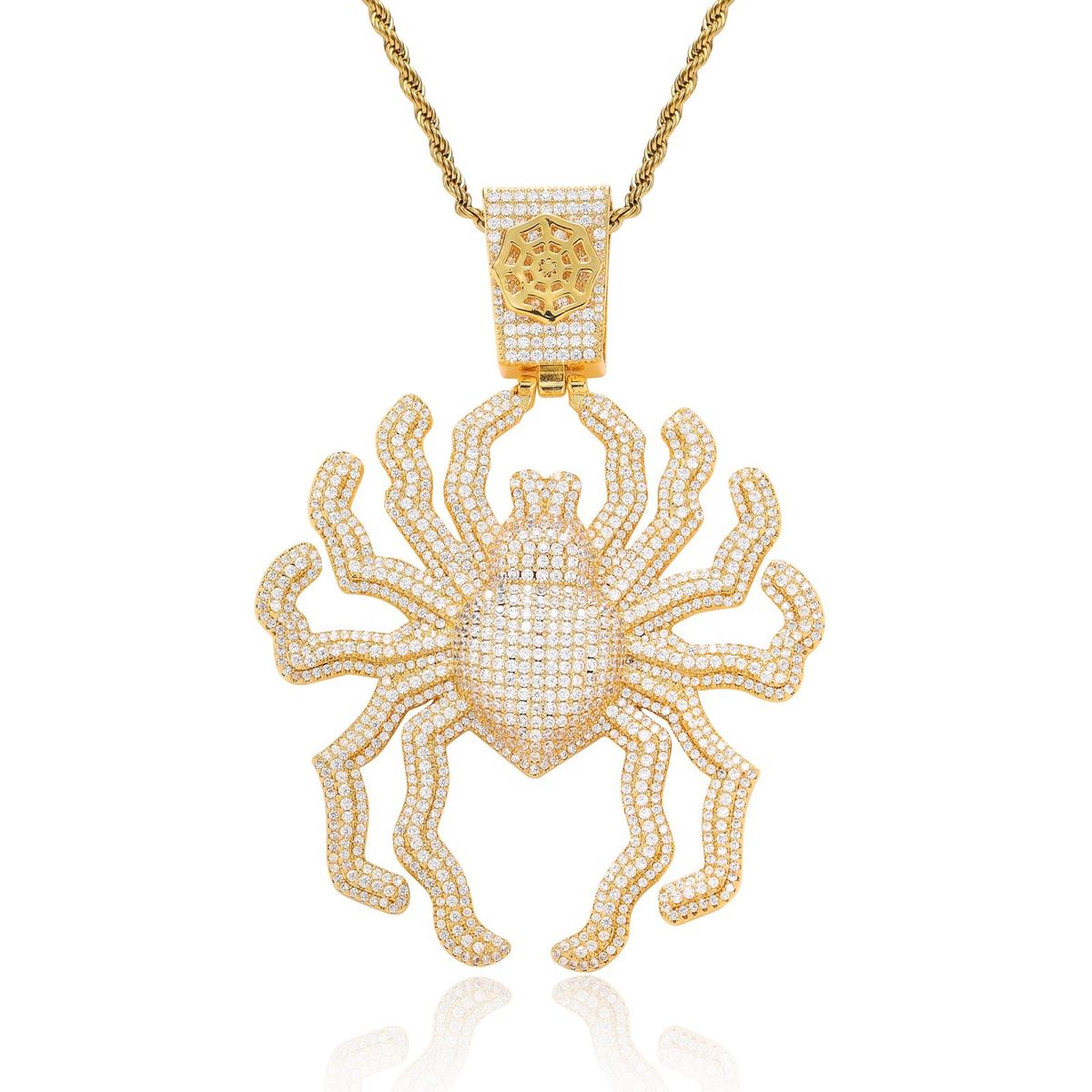 Men’s Jewelry Set Fashion New Hip Hop Oversized Spider Pendant Slightly Inlaid With Zircon Exaggerated Personality Men's Hip Hop Necklace_ipsvogv.com