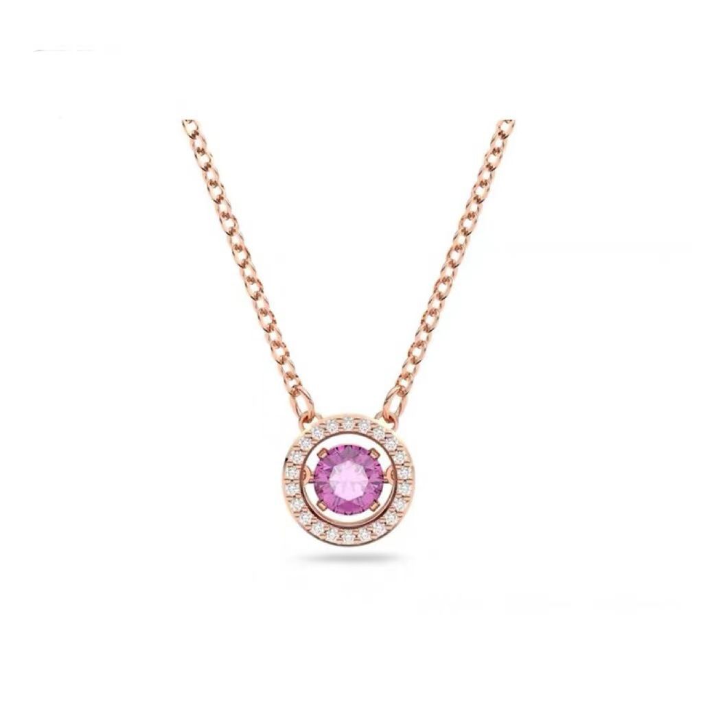 Purple Crystal Beating Heart Necklace Female Element Clavicle Necklace Female_ipsvogv.com