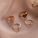 Bohemian Creative Oil Drop Heart-shaped Cross Inlaid With Diamonds, English Letter Ring, 4-piece Set Of Ring Accessories_ipsvogv.com