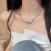 3539 People's Collection Little Annie's Double Ring Interlocking Necklace, Women's Zircon Chain Ins, Niche Trend, !_ipsvogv.com