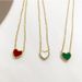 Women's Jewelry Titanium Steel Double Sided Small Red Heart Necklace Shell Design Simple Green Necklace Love Ins Net Red Clavicle Necklace_ipsvogv.com