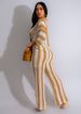 Women's Clothing sexy ladies V-neck hollow striped lapel knitted wide pants suit_ipsvogv.com