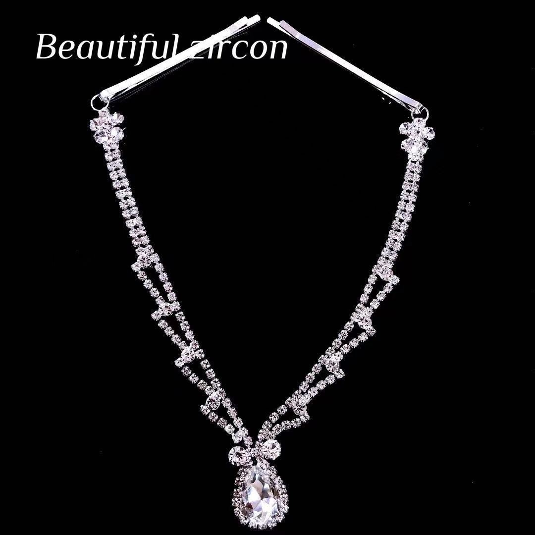 Hot selling women's rhinestone headdress fashion water drop forehead chain bride forehead pendant jewelry accessories female_ipsvogv.com