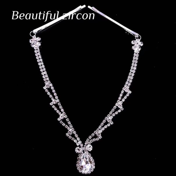 Hot selling women's rhinestone headdress fashion water drop forehead chain bride forehead pendant jewelry accessories female_ipsvogv.com