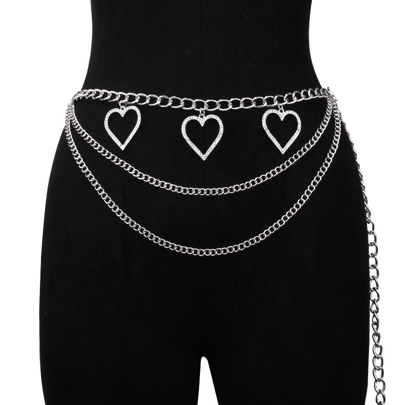 Jewelry Fashion Diamond Heart Shaped Pendant Multi Layer Waist With Dress Body Chain_ipsvogv.com