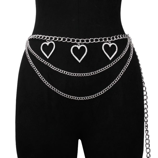 Jewelry Fashion Diamond Heart Shaped Pendant Multi Layer Waist With Dress Body Chain_ipsvogv.com