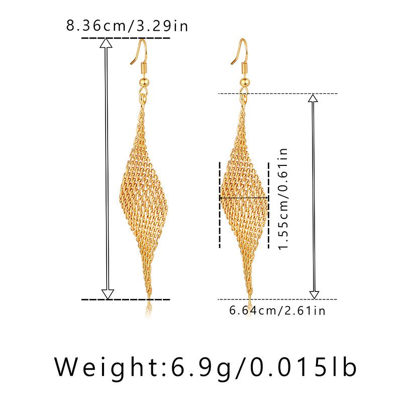 Real Gold Electroplated Long Tassel Design Temperament Ear Hooks Modify Face Shape Personality High Quality Texture Earrings_ipsvogv.com