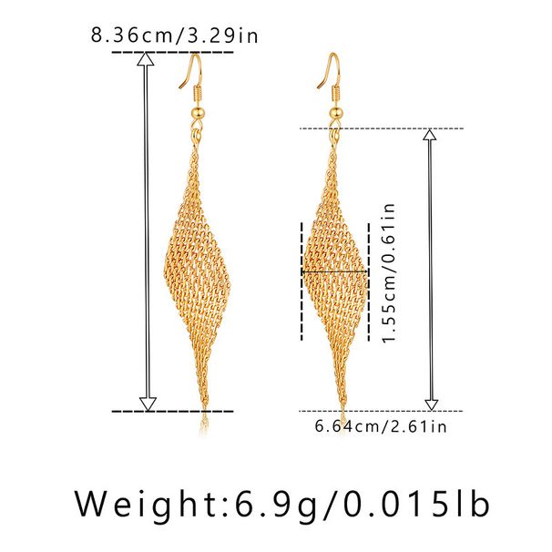 Real Gold Electroplated Long Tassel Design Temperament Ear Hooks Modify Face Shape Personality High Quality Texture Earrings_ipsvogv.com