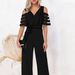 Women's Clothing V-neck strapless solid color high waist party jumpsuit trousers belt women's wide-leg pants_ipsvogv.com