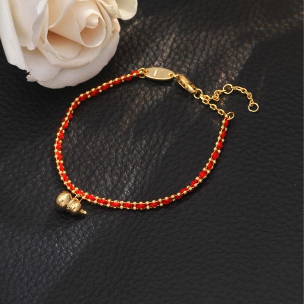 High Version Non Fading Gold Thickness 0.05+electrophoresis+throwing Number++4 "small Gourd Red Rope Bracelet_ipsvogv.com