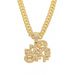 Wind exaggeration full diamond letter pendant necklace jewelry trend men's Cuban bone chain accessories_ipsvogv.com