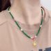 New Chinese Style With Cut Green Jadeite Collarbone Chain, Emerald Natural Stone, Millet Bead Necklace_ipsvogv.com