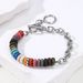 Fashion Colorful Volcanic Stone Titanium Steel Bracelet Men's Trendy Hip Hop High End Couple Jewelry_ipsvogv.com