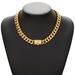 26 Letter Flip Button Necklace For Men's Jewelry, Gold Stainless Steel Thin Design, Encrypted Chain, Cuban Chain_ipsvogv.com