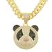 Hip hop exaggerated three-dimensional full diamond panda pendant Cuban necklace personality trendy punk cool neck chain_ipsvogv.com