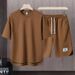 Men's Clothing Summer fashion brand new short sleeved T suit men's loose large size shorts set advanced handsome waffle two piece suit_ipsvogv.com