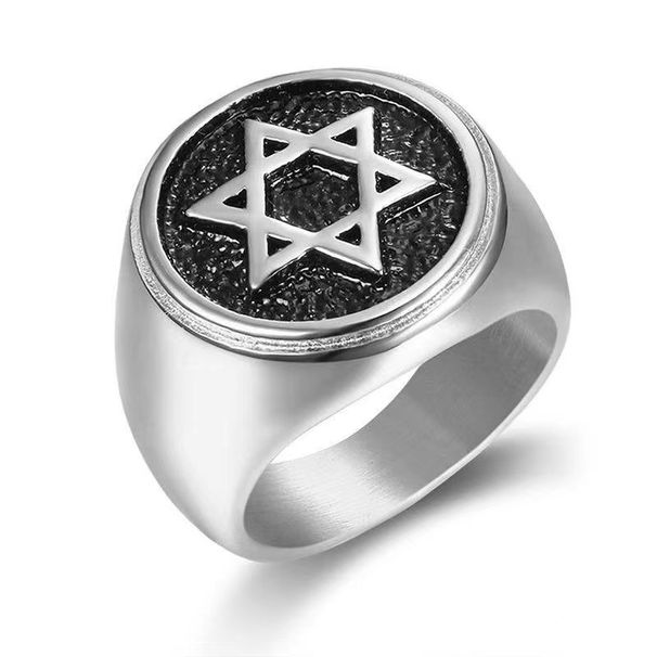 New Israeli Jewish Titanium Steel Gold-Plated Star Of David Men's Ring_ipsvogv.com