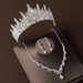 Crown headdress necklace earrings retro atmospheric rhinestone birthday crown hair accessories bride wedding dress three piece suit_ipsvogv.com
