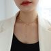 Marka French Pearl Necklace Tassel Collarbone Titanium Steel Gold Neck Chain Inset Style Jewelry_ipsvogv.com