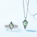 Natural geometric green moss stone necklace S925 silver package inlaid water grass agate clavicle chain versatile_ipsvogv.com