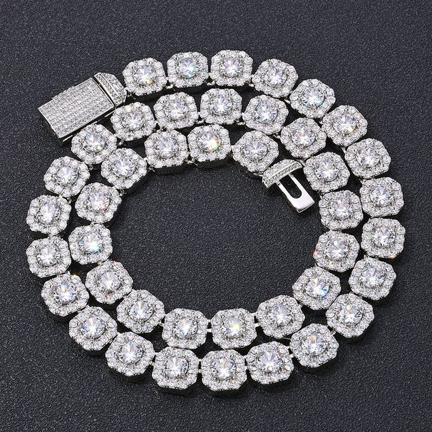 Men's Jewelry Hip Hop Jewelry Square Rock Sugar Chain Zircon Necklace Trend Men's Necklace Fashion Accessories_ipsvogv.com