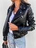 Women's jacket top PU leather jacket motorcycle short zipper_ipsvogv.com