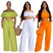 Women's clothing new style suit temperament one shoulder ruffled short top wide leg trousers suit_ipsvogv.com