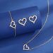 3PCS Jewellery Set for Women Sterling Silver Crystal Zirconia Heart Pendant Necklace and Earrings with Bracelet jewelery Set Birthday Gifts_ipsvogv.com