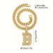 Alloy Rhinestone Personality Trendy Square 26 English Alphabet Pendant Hip Hop Necklace_ipsvogv.com