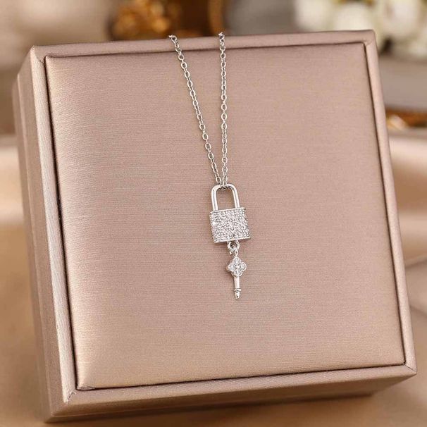 Light Luxury High-end Tassel Key Micro Inlaid With Diamonds, Long-lasting Lock Titanium Steel Necklace, Feminine_ipsvogv.com