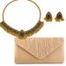 Retro Middle Eastern style fashion diamond water drop temperament exaggerated ladies necklace female earrings evening clutch three piece set_ipsvogv.com