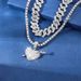 One arrow piercing full diamond heart zinc alloy pendant with a high-end feel, Cuban chain, men's and women's hip-hop_ipsvogv.com
