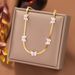 Stainless Steel Fashion Niche Set White Shell Butterfly Clover Daisy Necklace For Women_ipsvogv.com