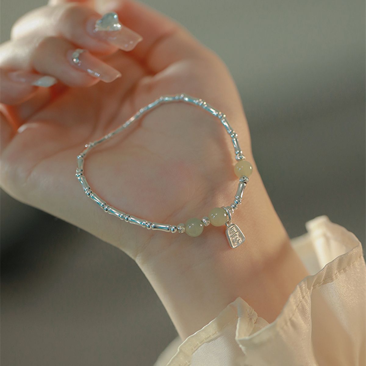 Pure Silver Bamboo Bead For Women's Niche, New Chinese Style Ins, Refreshing Sensation, Transfer Beads, Joy Bracelet_ipsvogv.com
