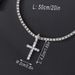 Ma Siwei's zircon cross necklace with a sense of luxury, simple and luxurious pendant accessory for women_ipsvogv.com