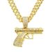 Hip hop exaggerated and cool diamond studded gun necklace pendant full of diamonds Cuban chain trendsetter niche_ipsvogv.com