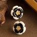 French Light Luxury Elegant Small Fragrance Style Drip Oil Enamel Black And White Camellia For Women's High-end_ipsvogv.com