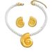 Fashionable OL personalized conch pendant necklace, electroplated alloy earrings, versatile spicy girl style jewelry set_ipsvogv.com