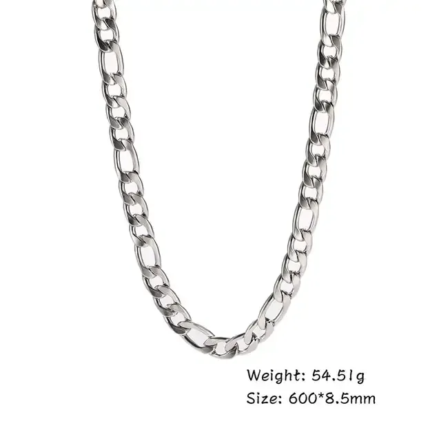 Fashion Skyrim Wide 60cm Long Necklace Figaro Chain Mens Classic Stainless Steel Statement 4-8.5 Mm Thick Chains Jewelry_ipsvogv.com