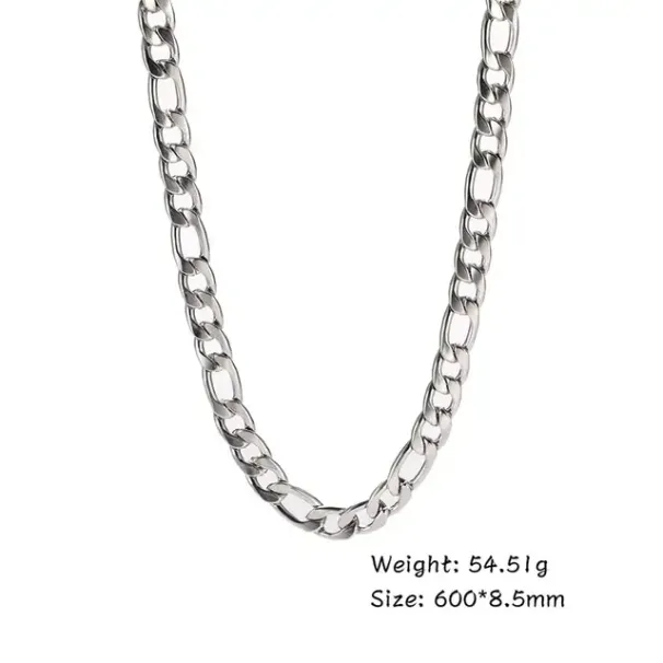 Fashion Skyrim Wide 60cm Long Necklace Figaro Chain Mens Classic Stainless Steel Statement 4-8.5 Mm Thick Chains Jewelry_ipsvogv.com