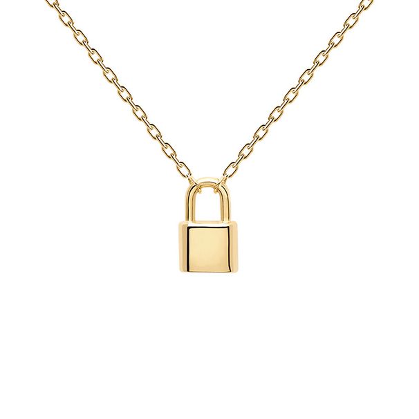 Women's Jewelry K Gold Plated Small Lock Pendant Necklace Light Luxury Design High End Sense All Match Couple Clavicle Chain_ipsvogv.com