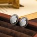 Silver Needle, Style, Elliptical Jade Marrow, Cat Eye Stone Women's High End, Ancient Chinese Earrings, New Style_ipsvogv.com