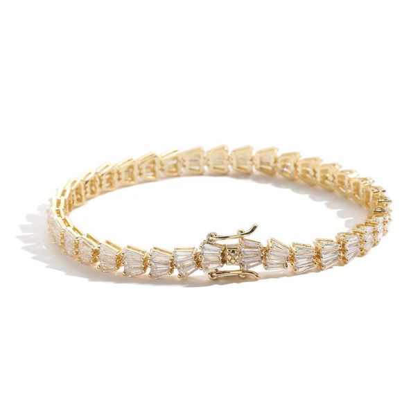 Women's Jewelry Copper Inlaid Step Square Zircon Tennis Bracelet Copper Inlaid Zircon Hip Hop Bracelet Tennis Chain Hand Jewelry Full Of Diamonds_ipsvogv.com