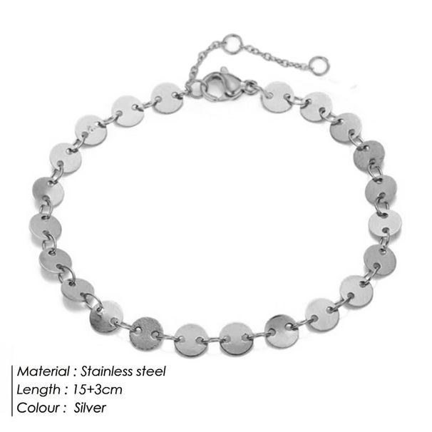 Women's Jewelry Stainless Steel Gold Plated 4MM Disc Chain Titanium Steel Round Plate Simple Single Chain DIY Bracelet Accessories_ipsvogv.com