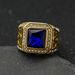 New titanium steel/316 stainless steel inlaid with colored gemstones Masonic AG retro ring_ipsvogv.com