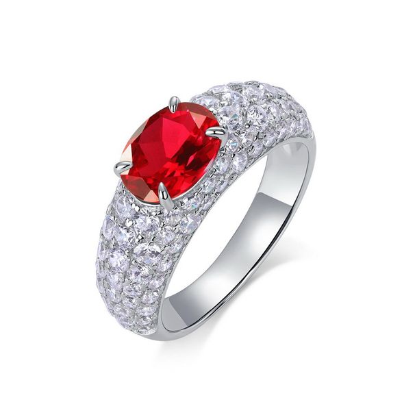 Fashion Cultivated Emerald Ring Female S925 Silver Inlaid Cultivated Colored Gemstone Full Diamond Ring Light Luxury_ipsvogv.com
