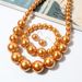 Fashion Simple and Exaggerated Pearl Necklace Three Piece Bride Set 8890_ipsvogv.com