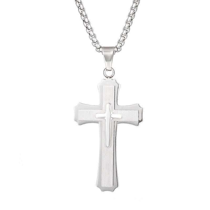 Cross Fashionable And Trendy Stainless Steel Pendant Necklace, Gift For Men_ipsvogv.com