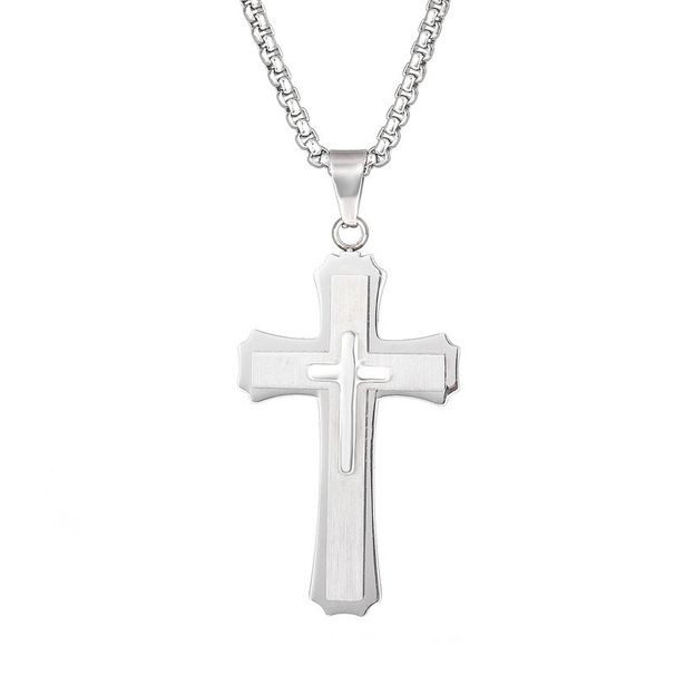 Cross Fashionable And Trendy Stainless Steel Pendant Necklace, Gift For Men_ipsvogv.com